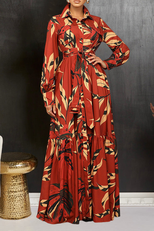 Leaf print hotsell shirt dress