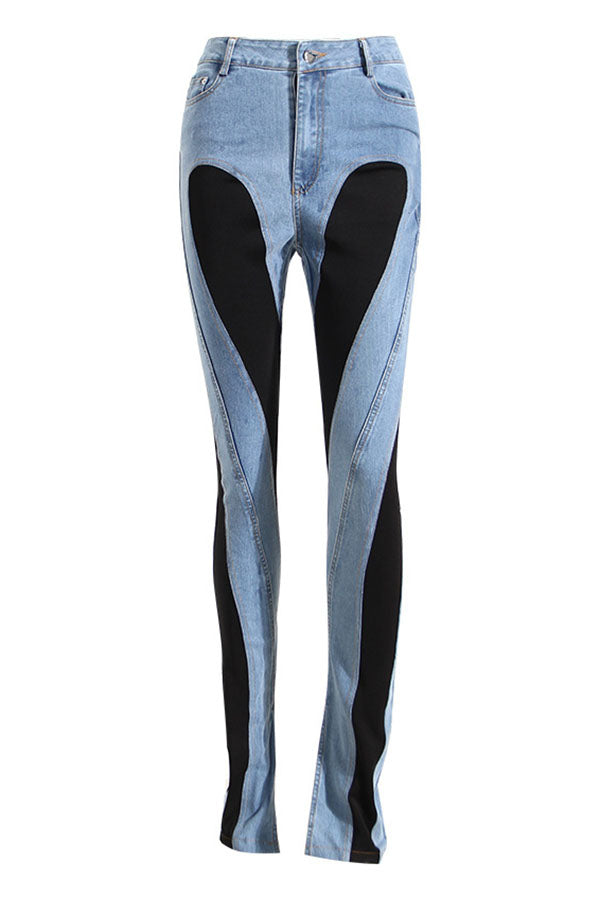 Casual Two Tone Denim Jeans