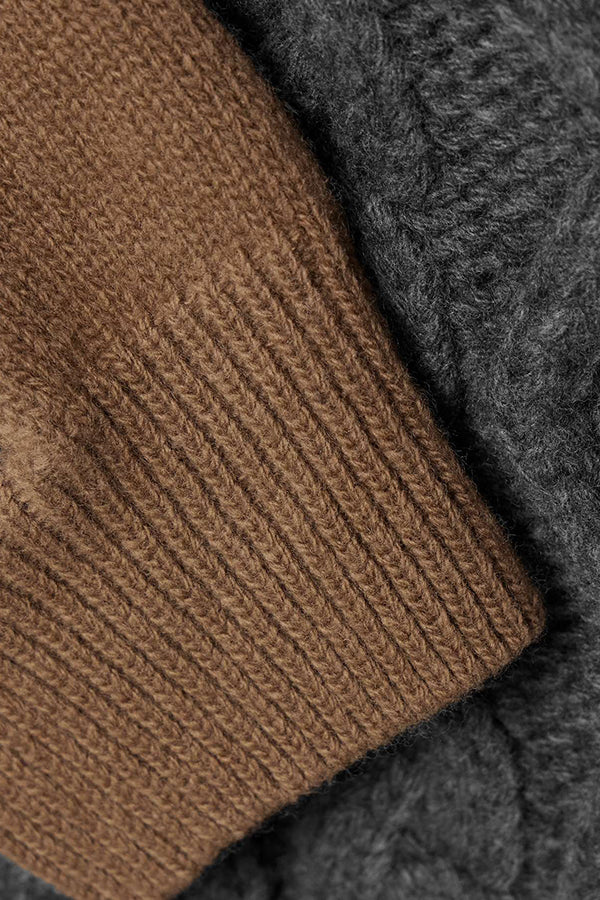 Paneled Ribbed And Cable-Knit Turtleneck Sweater