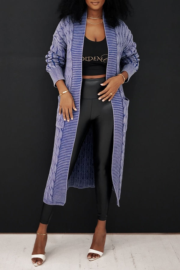 Casual Wash Cable Loose Knit Cardigan