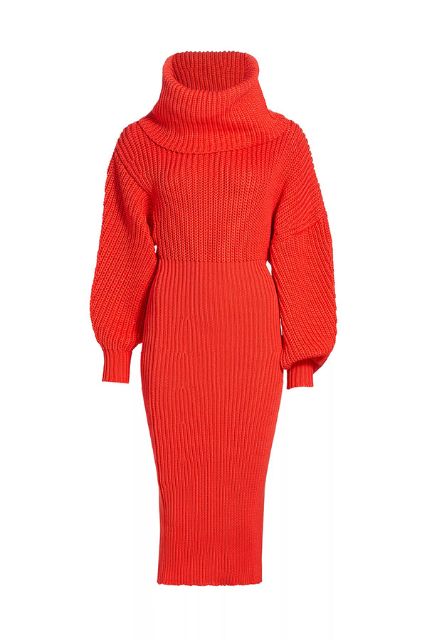 Classic Chunky Knit Snood Sweater Dress