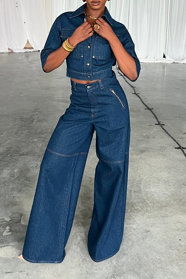 Stylish Side Cutout Wide Leg Jeans