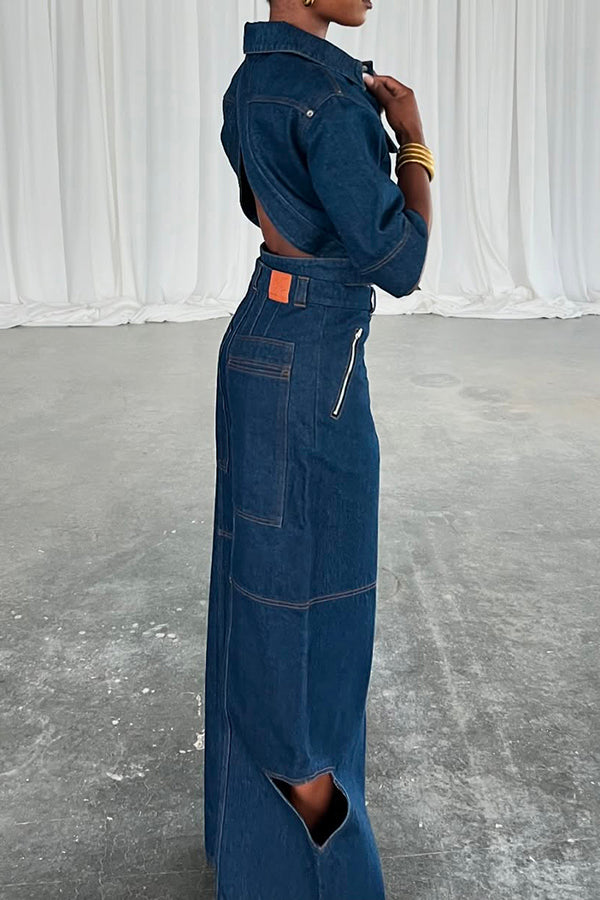 Stylish Side Cutout Wide Leg Jeans