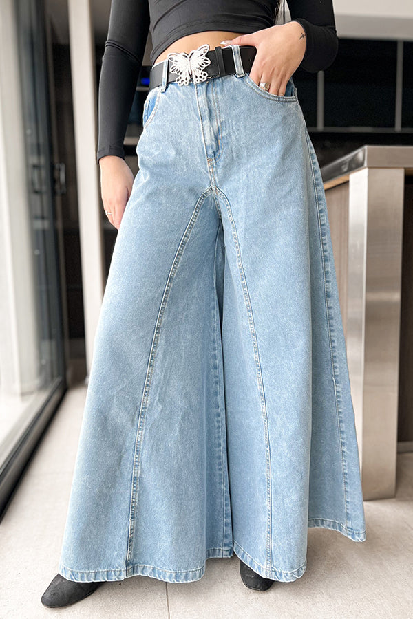 Casual Splicing Wide Leg Jeans