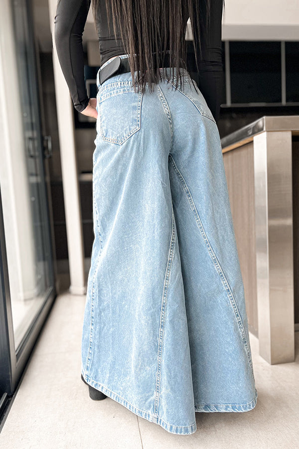 Casual Splicing Wide Leg Jeans