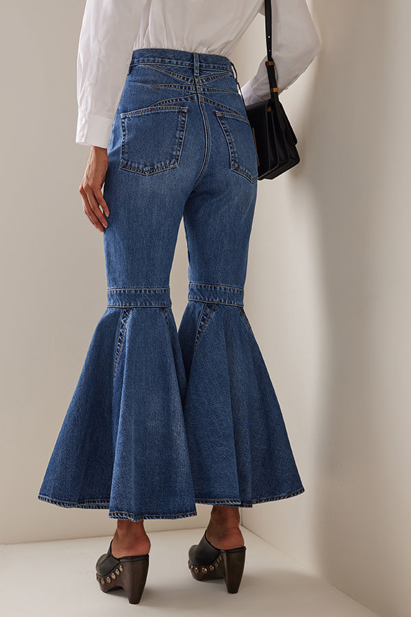 Classic Solid High-Rise Flare Leg Jeans