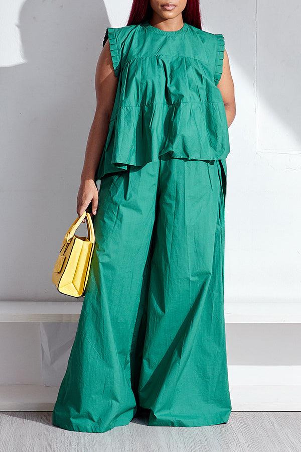 Business Casual Irregular Top & Wide Leg Pants