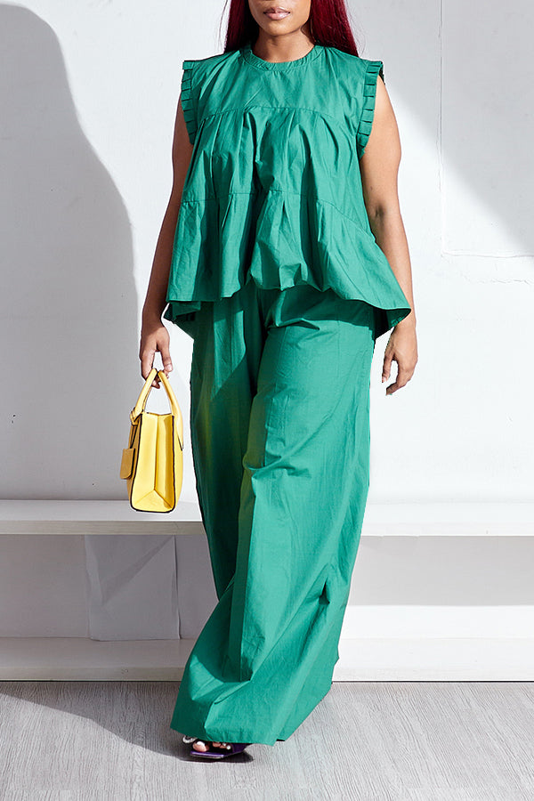 Business Casual Irregular Top & Wide Leg Pants