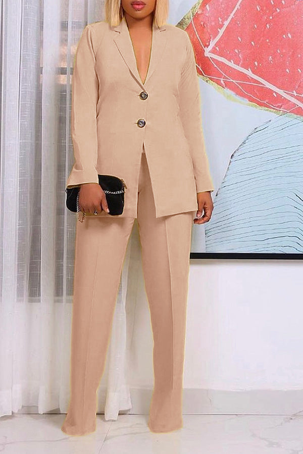 Classic Lapel Collar Blazer & Pants Set