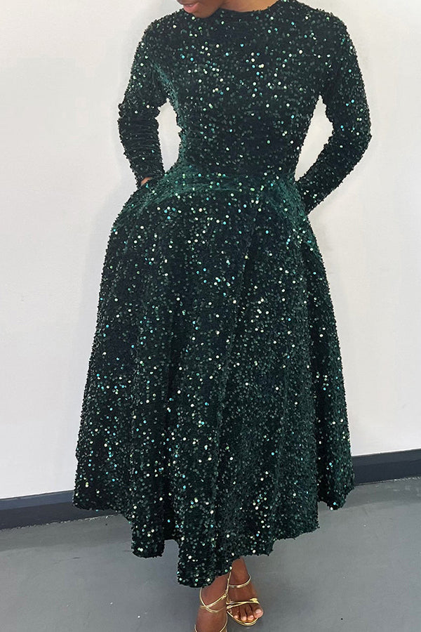 Sparkly Sequin A-line Evening Dress