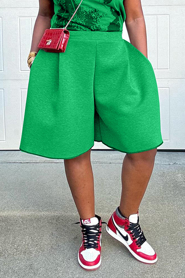 Chic Pleated Wide Leg Shorts