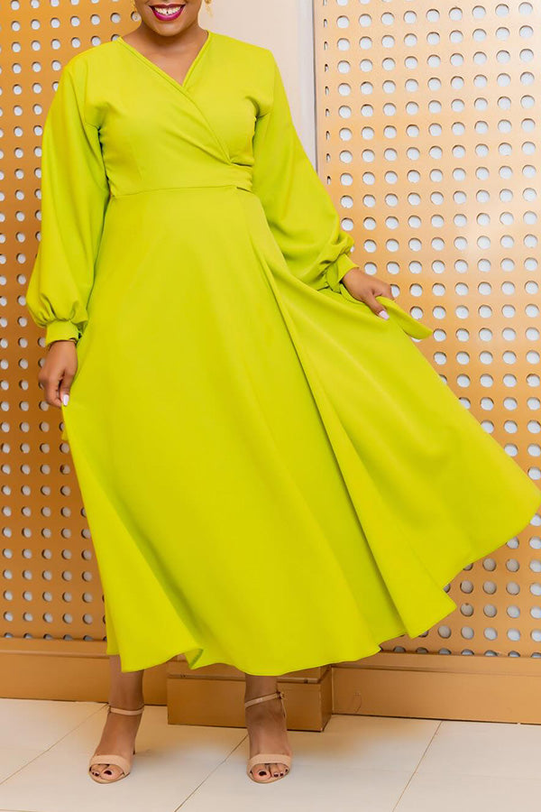 Solid Color Tie Cuff Dress