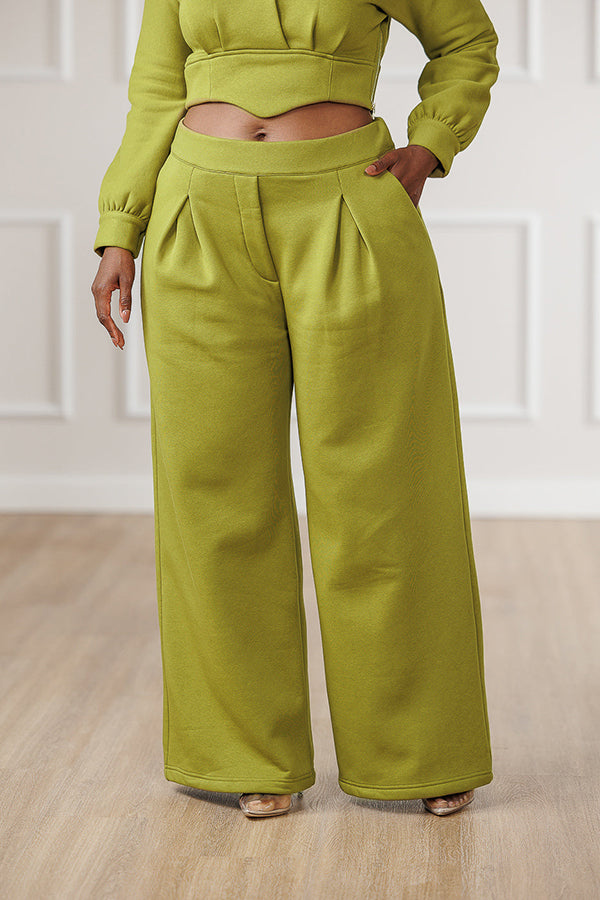 Stylish Pleated Top & Wide Leg Pants Set