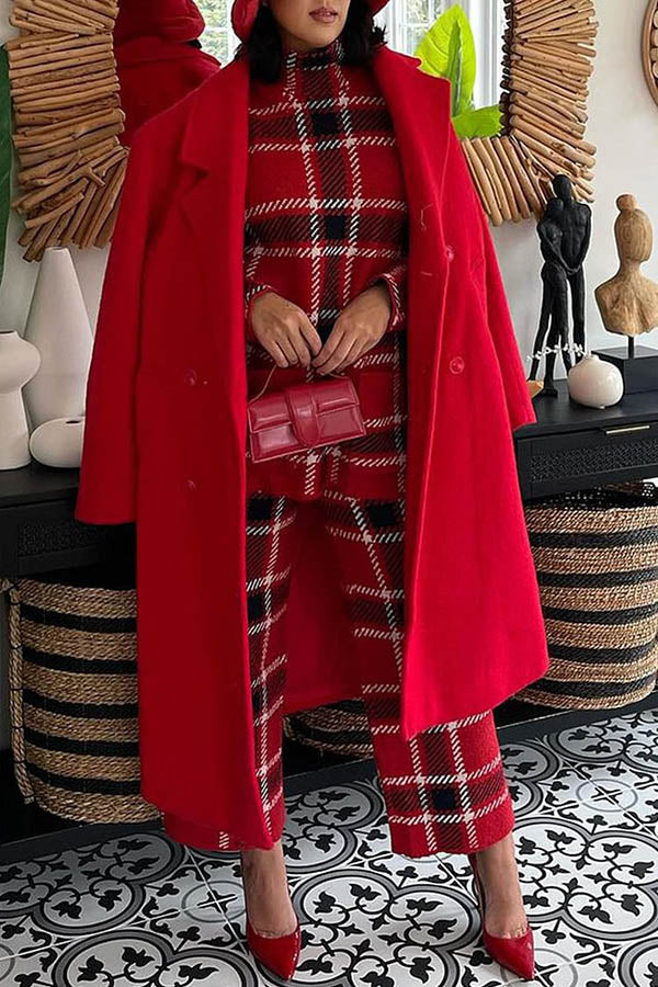 Christmas Plaid Mock Neck Top & Pants Set