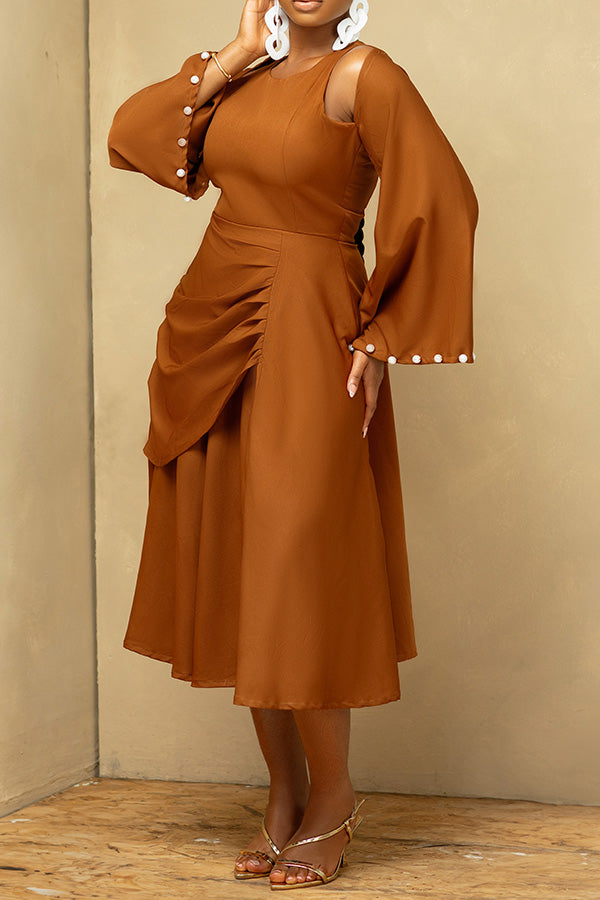 Chic Cutout Sleeve Ruched A-line Dress