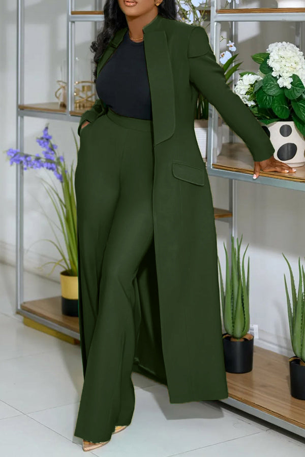 Stylish Longer Version Cap Sleeve Suit Blazer Set