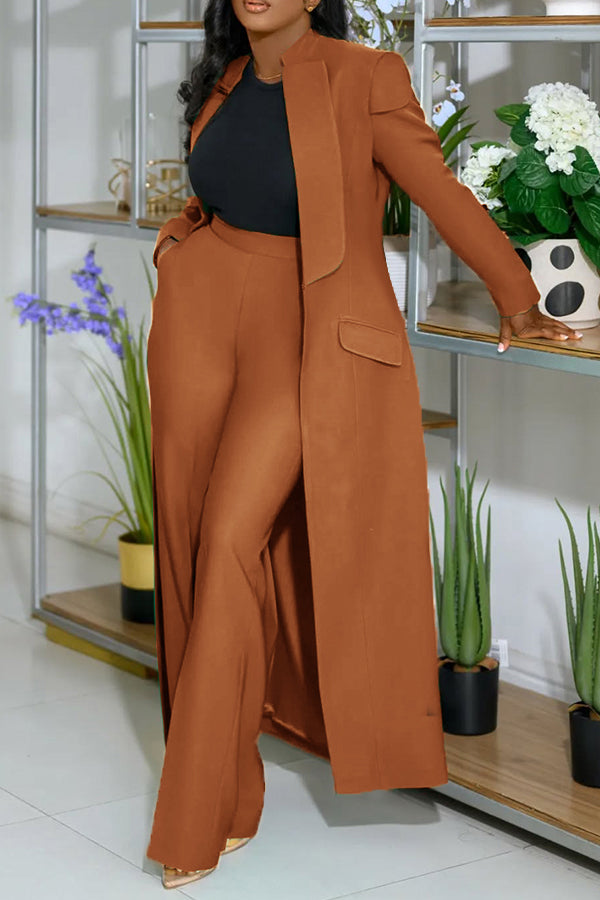 Stylish Longer Version Cap Sleeve Suit Blazer Set