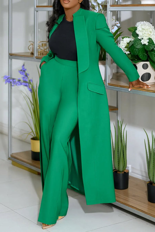 Stylish Longer Version Cap Sleeve Suit Set