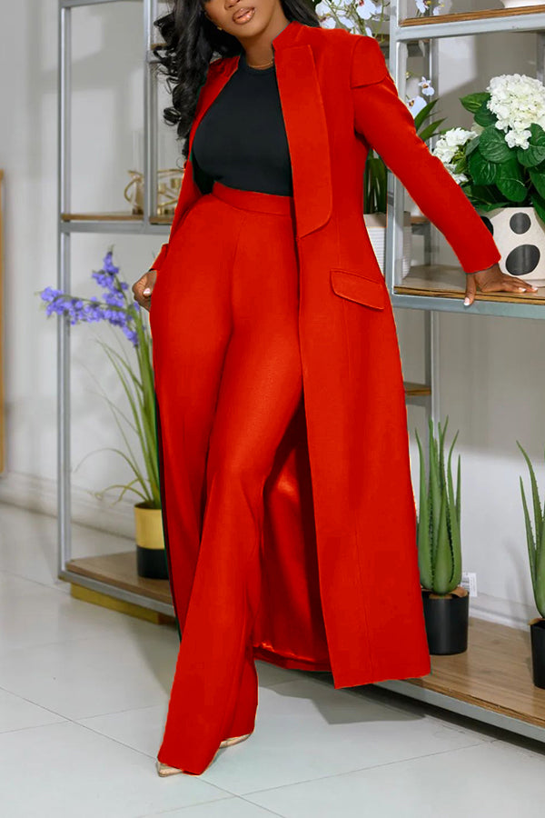 Stylish Longer Version Cap Sleeve Suit Blazer Set