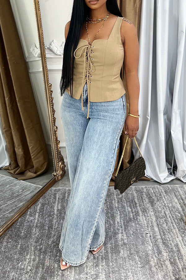 Stylish Ripped High Waist Straight Jeans