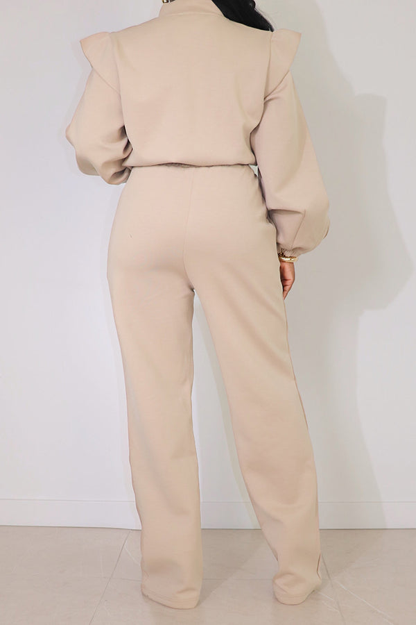 Versatile Comfort Bubble Sleeve Top & Pants Set