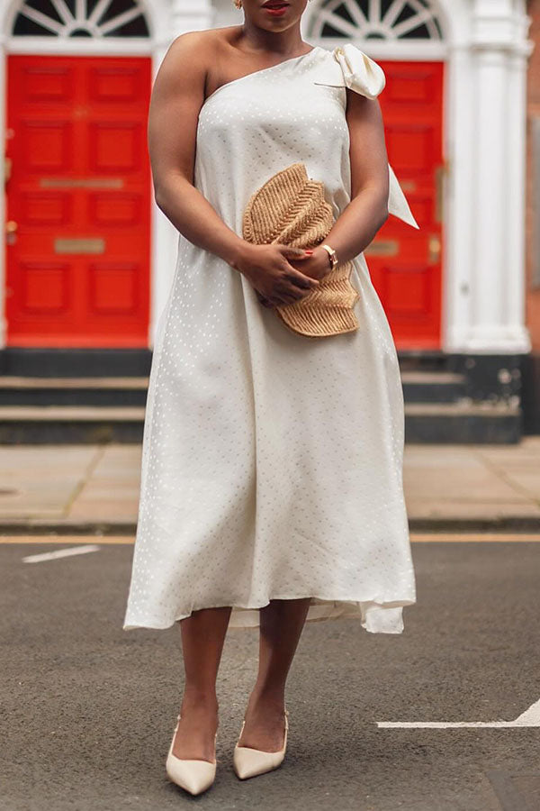 One-Shoulder Lace-Up Silver Dress