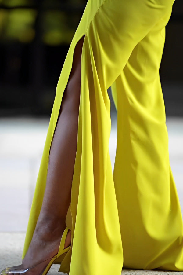 Elegant Puff Sleeve Slit Jumpsuit