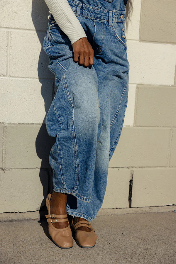 Casual Pocket Decorated Denim Overalls