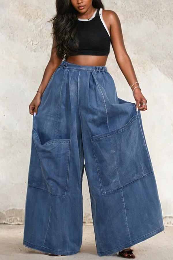 Casual Pocket Detailed High Waist Jeans