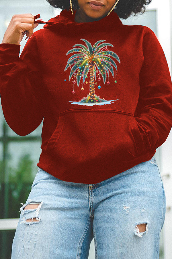 Christmas Sequin Christmas Tree Print Sweatshirt