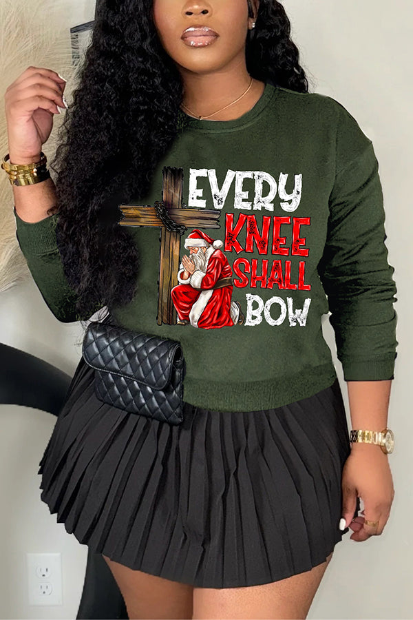 Christmas Santa Claus Kneeling Print Sweatshirt