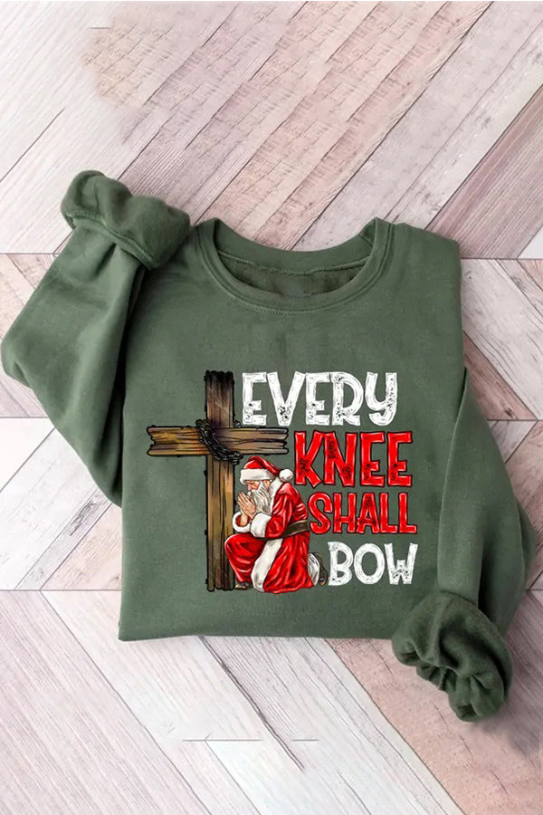 Christmas Santa Claus Kneeling Print Sweatshirt