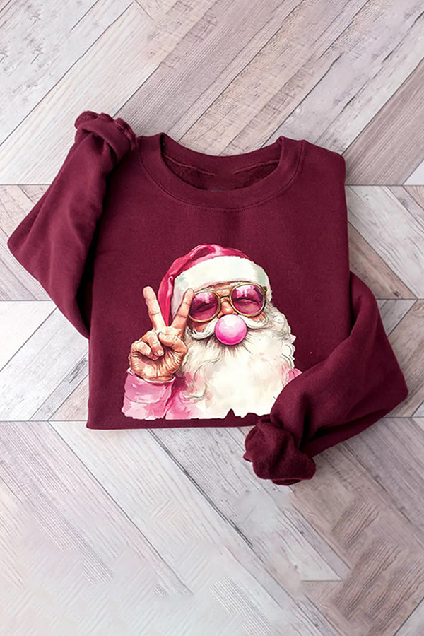 Fun Santa Blowing Bubbles Print Sweatshirt