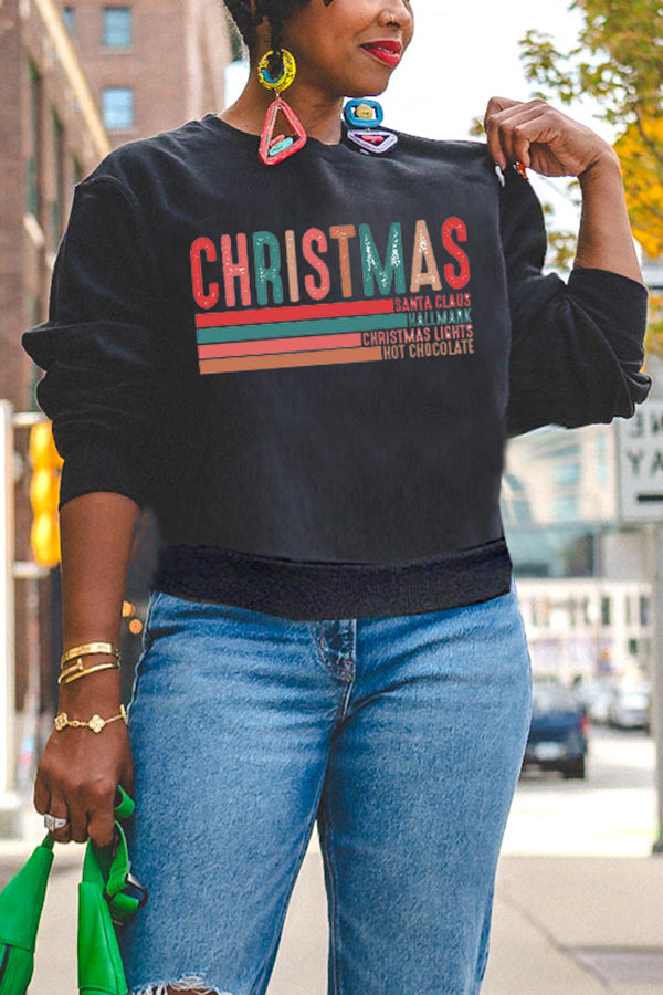 Christmas Lights Hot Chocolate Print Sweatshirt