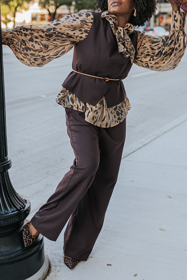 Exquisite Bourgeois Lantern Sleeve Shirt & Waist Cincher & Trousers