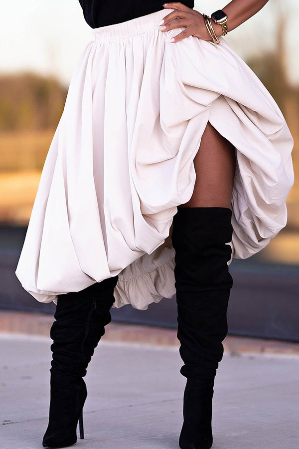 Trendy Short Pleated Puffy Skirt