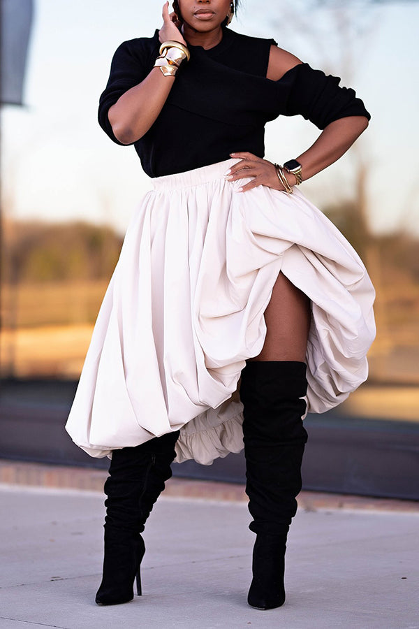 Trendy Short Pleated Puffy Skirt