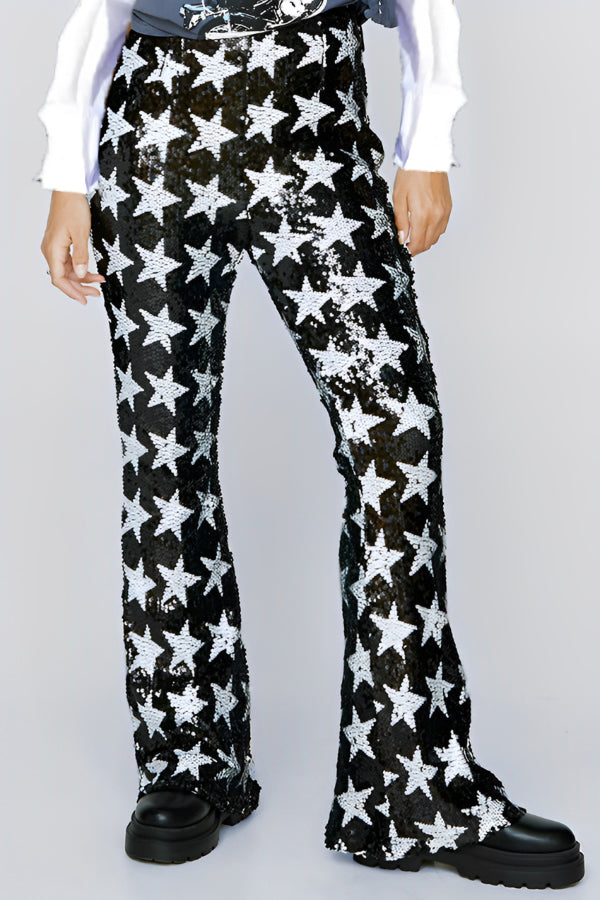 Fashion Star Pattern Sequined Trumpet Pants