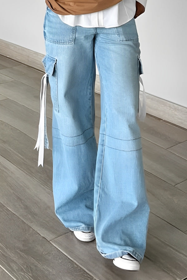 Street Ribbon Light Wash Jeans