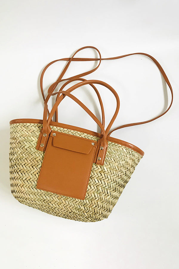 Stylish Colorblock  Woven Beach Bag