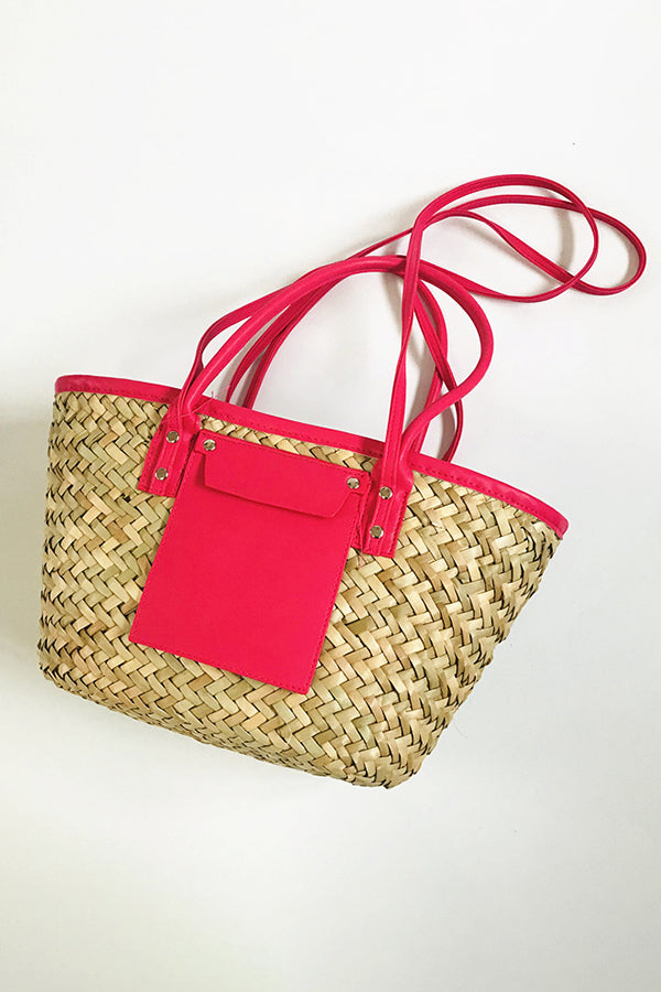 Stylish Colorblock  Woven Beach Bag