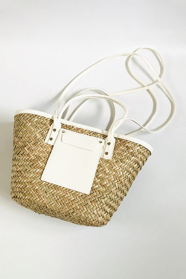 Stylish Colorblock  Woven Beach Bag