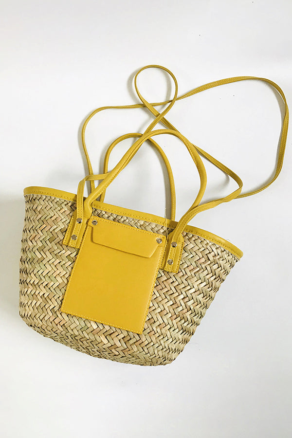 Stylish Colorblock  Woven Beach Bag