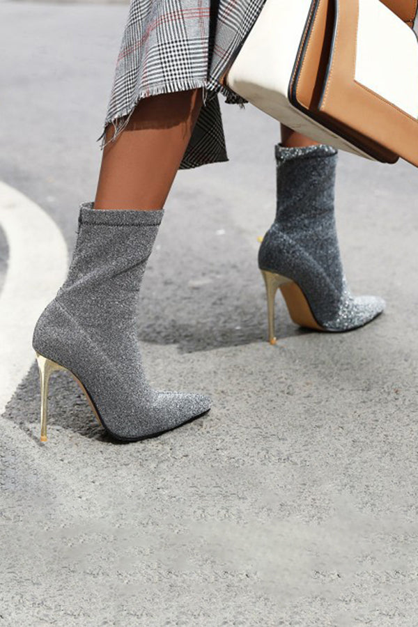 Stylish Chic Glitter Stiletto Pointed Boots