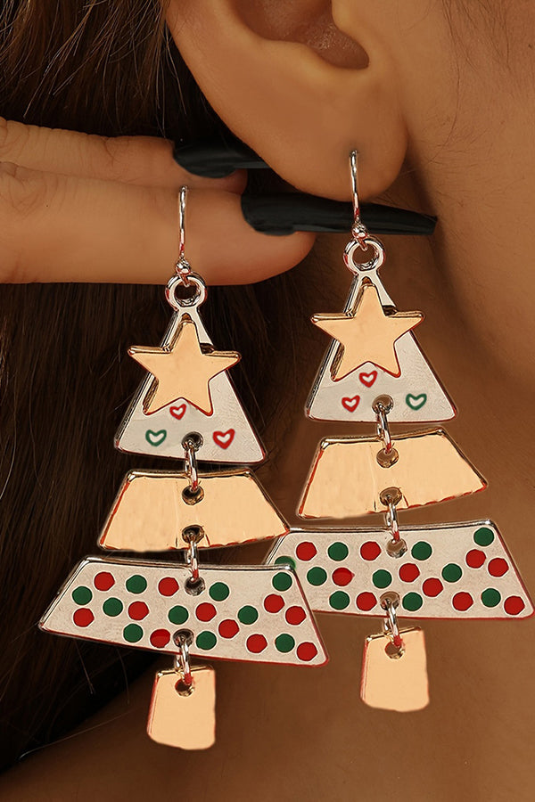 Metal Christmas Tree Long Earrings