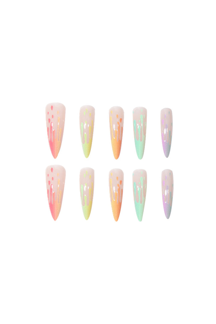 Rainbow Gradient Long Pointed Nail Wear Patch