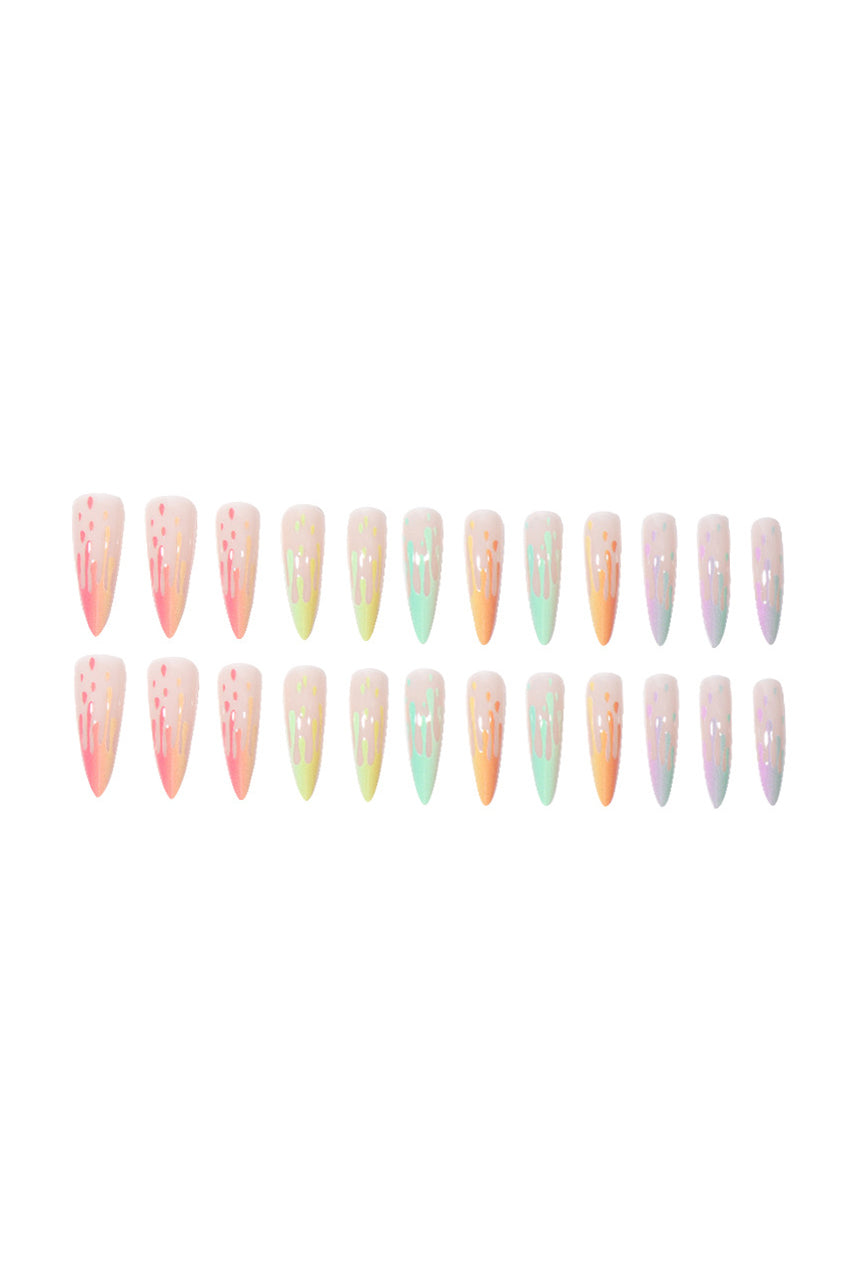 Rainbow Gradient Long Pointed Nail Wear Patch