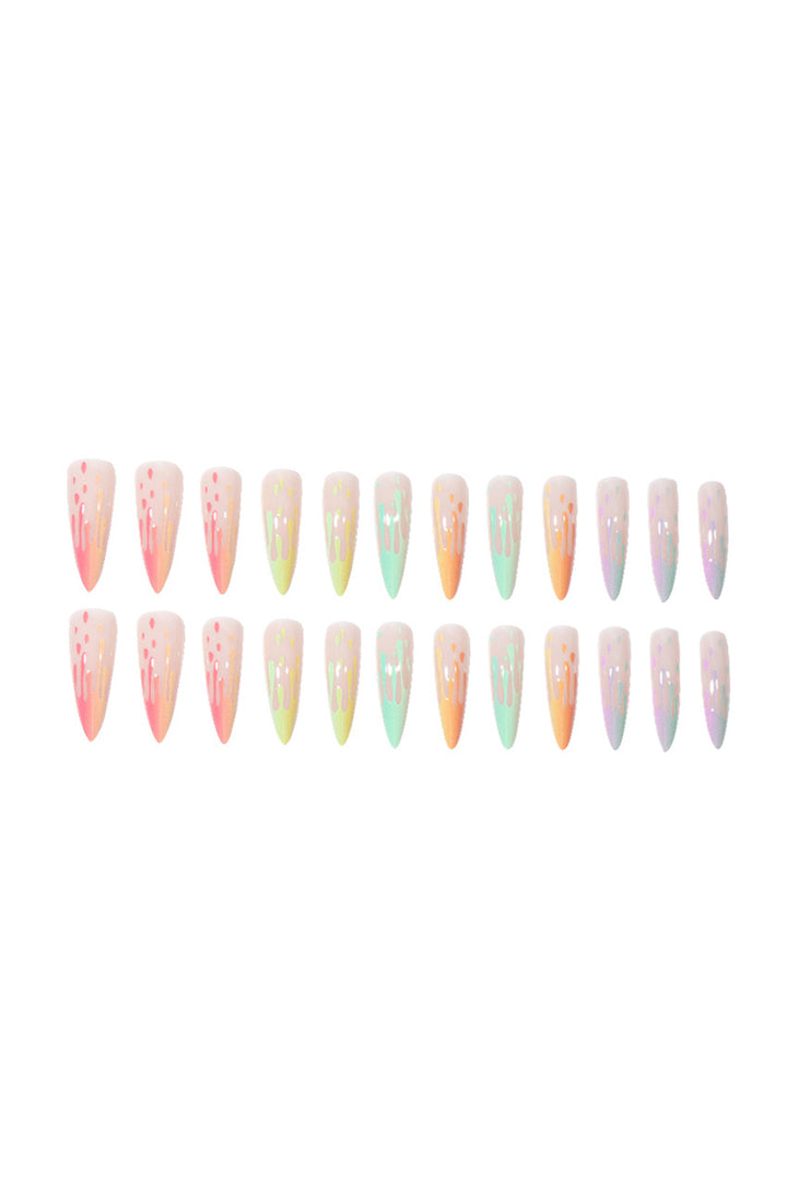 Rainbow Gradient Long Pointed Nail Wear Patch