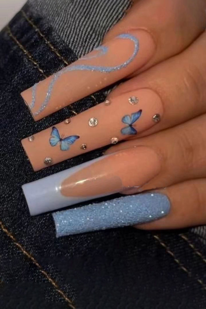 Butterfly Glitter Crushed Diamond Wearable Nail Patch