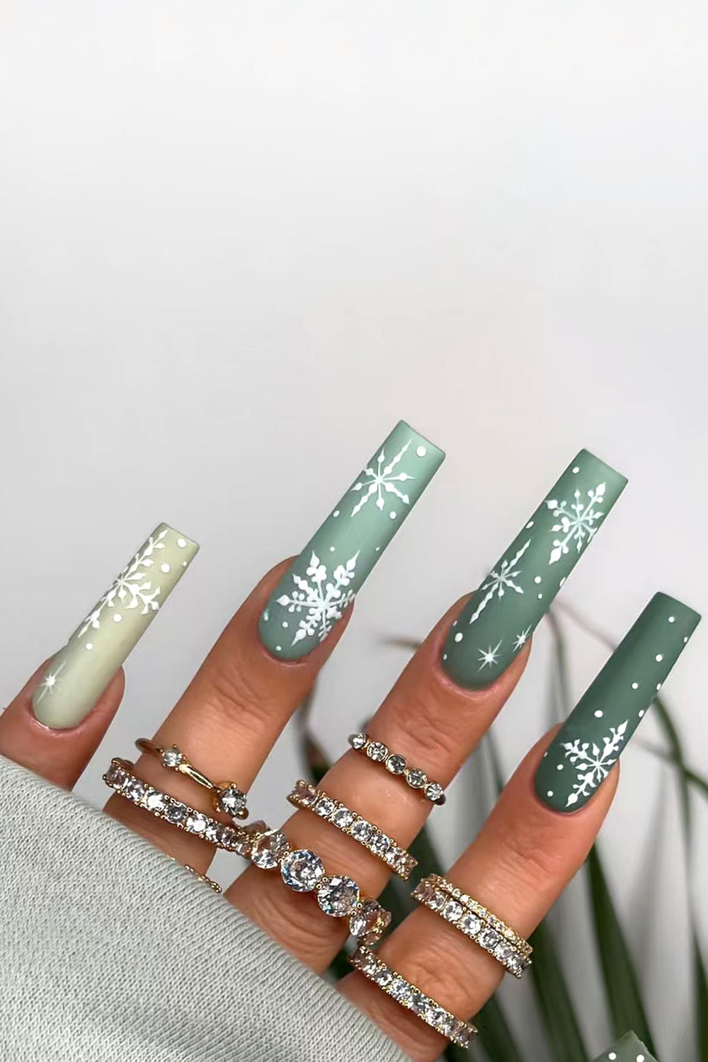 Christmas Snowflake Long Wearable Nail Tips